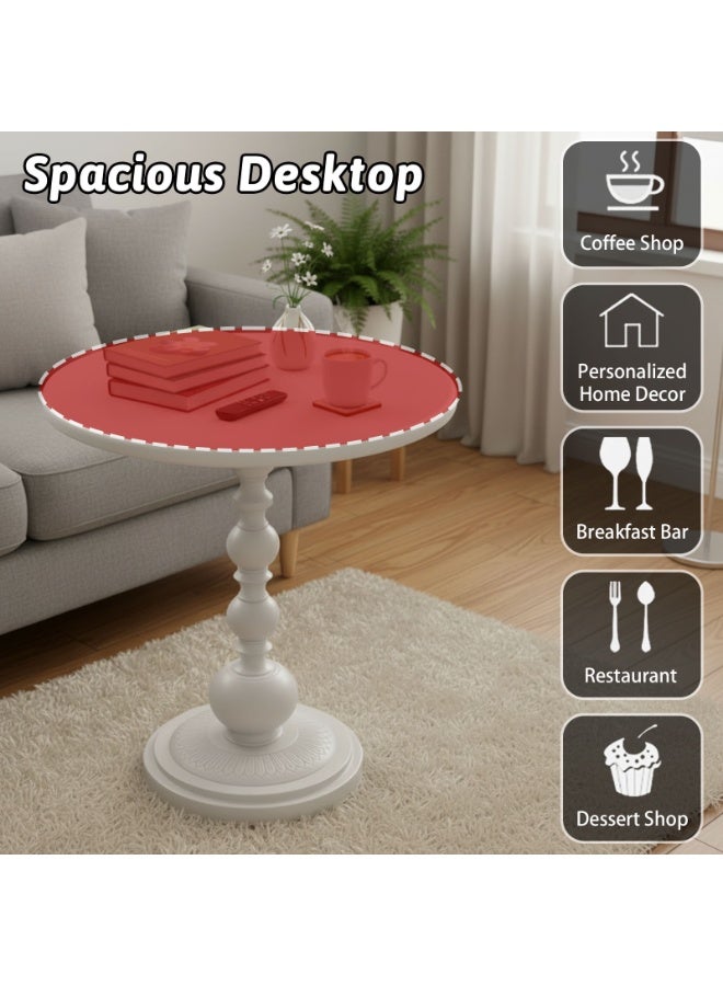 شويوين طاولة جانبية دائرية بتصميم كلاسيكي، مقاس 16.54 بوصة × 20.47 بوصة، طاولة جانبية عتيقة بقاعدة مانعة للانزلاق، طاولة جانبية مقاومة للبقع لغرفة المعيشة أو غرفة النوم أو الشرفة - Image 3